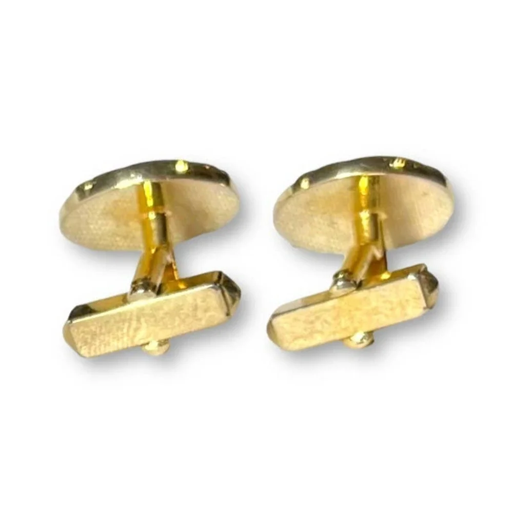 Swank Vintage Cufflinks Gold Tone Mother of Pearl Art Deco